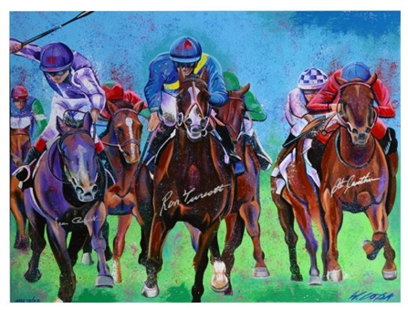Triple Crown Horse Racing Signed Billy Lopa Enhanced Giclee Limited Edition 13/25